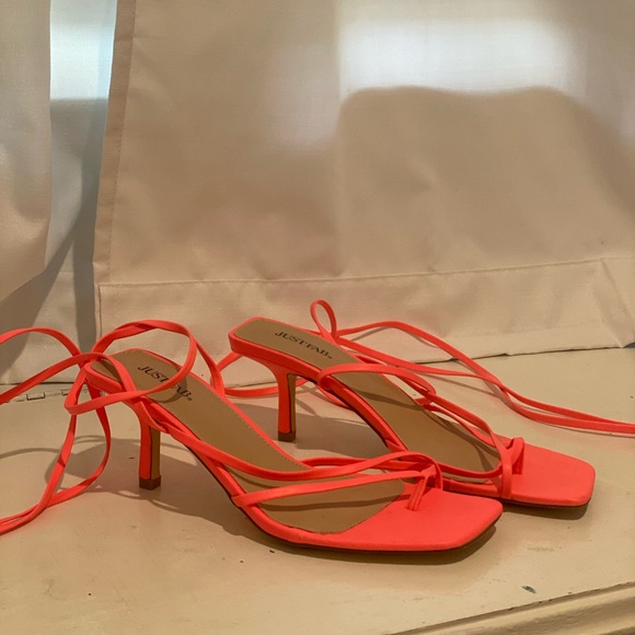 Just fab neon pink wrap sandals - Picture 2 of 5